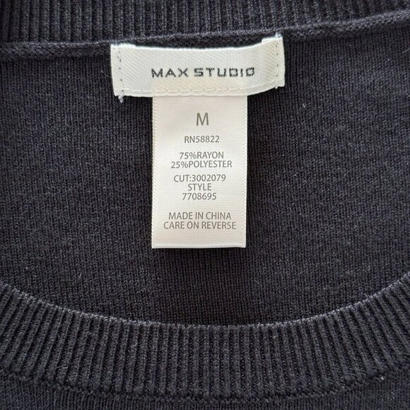 Max Studio Black Ruffled Pullover Sweater Cold Shoulder Long Sleeve Top - Picture 7 of 11